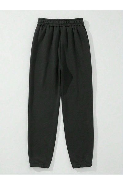 Boi Chicago U.S.A Sweatpants Jogger - Unisex Μαύρο εμπριμέ ψηλόμεσο λαστιχένιο πόδι