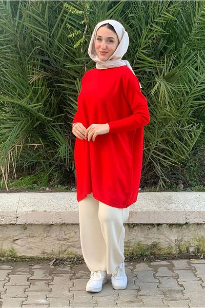 Moda Rosa 24K4047 - LIGHT RED - FISHER'S COLLAR KNITWEAR SWEATER