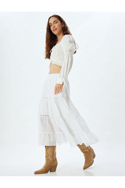 Koton Flounce Layered A-vonalú kényelmes szabású szoknya