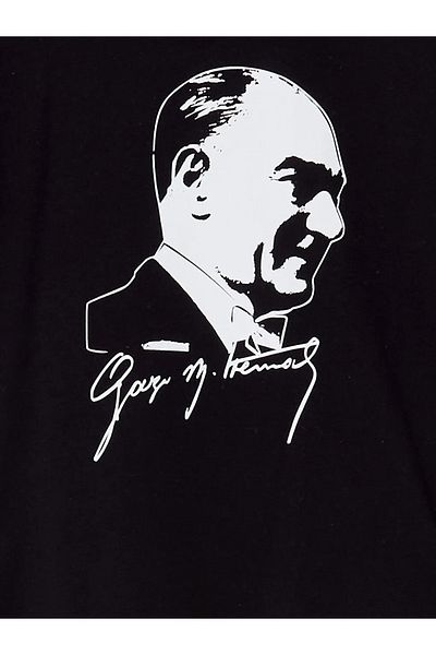 LC Waikiki Tricou pentru fetiță cu imprimeu Ataturk cu gât roșu pentru copii LCW