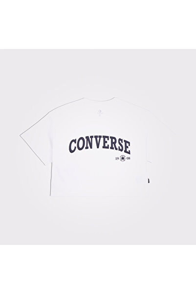 Converse Γυναικείο λευκό μπλουζάκι κολεγιακού τύπου