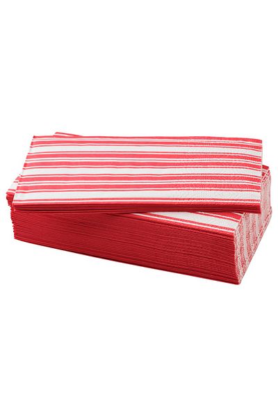 IKEA Winterfint 38X38 cm - 30 Pieces of Red and White Stripe Three Layers of Paper Napkins