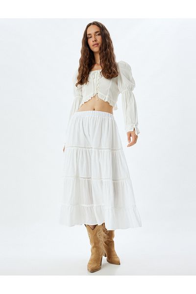 Koton Flounce Layered A-vonalú kényelmes szabású szoknya