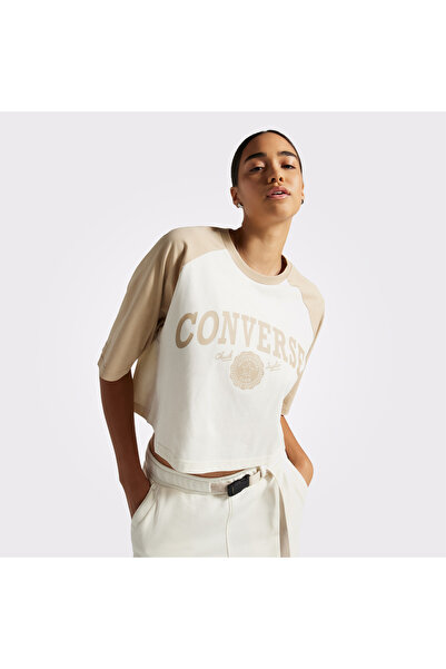 Converse Retro Cropped Kadın Krem Crop T-Shirt
