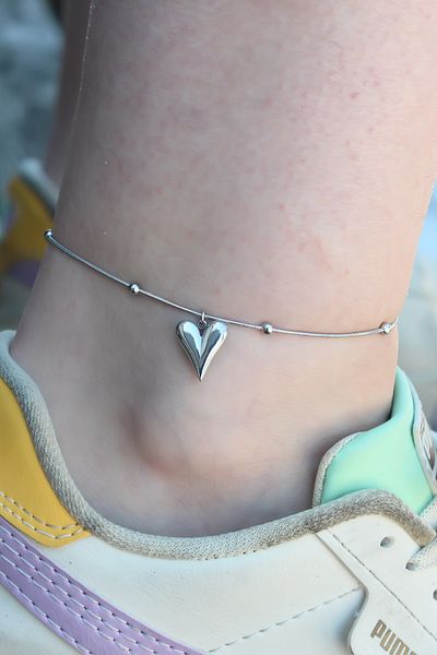 Skygo 316L Steel Special Series Silver Color Heart Figure Women's Anklet
