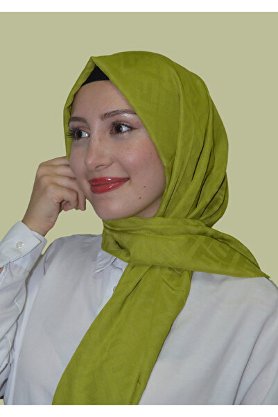 HeavenlyScarfs شال جاكار منقوش باللون الأخضر الزيتي