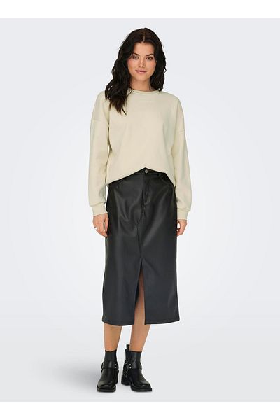 ONLY Γυναικείο φούτερ με κρεμ χρώμα O λαιμό - ONLZENJA BOXY L/S BOX SWT