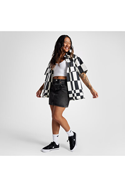 Converse Classic Desenli Kadın Siyah Gömlek
