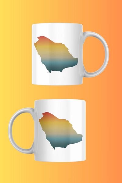 Azresa Saudi Arabia Retro Sunset Map Themed Porcelain Mug
