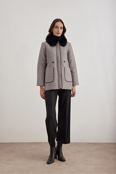 Aker 5829111 Yaka Detaylı Kapitone Kısa Mont