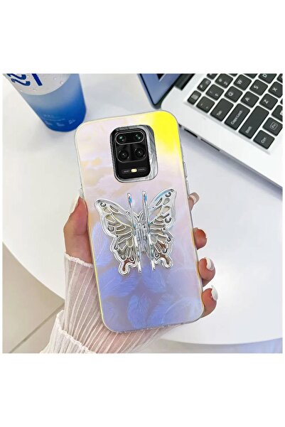 Pro Aksesuar Xiaomi Redmi Note 9S Uyumlu Kılıf Stand Özellikli Kelebekli Sili...