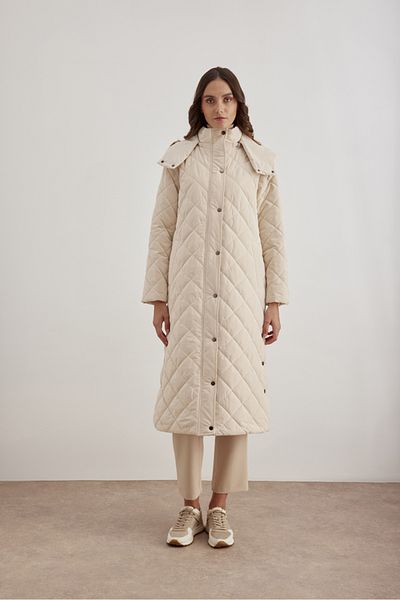 Aker 5792111   Hooded Quilted Long Coat