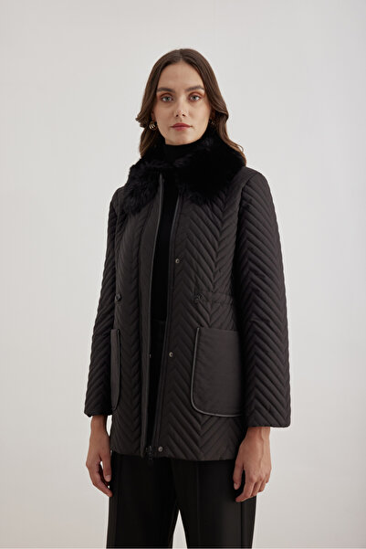 Aker 5829111 Yaka Detaylı Kapitone Kısa Mont