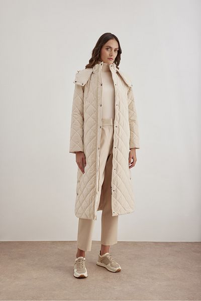 Aker 5792111   Hooded Quilted Long Coat