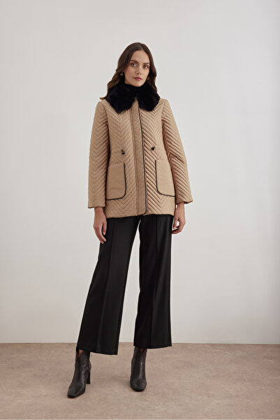 Aker 5829111 Yaka Detaylı Kapitone Kısa Mont