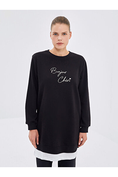 LC Waikiki Tunica de hanorac pentru femei cu imprimeu Lcwk Crew Neck