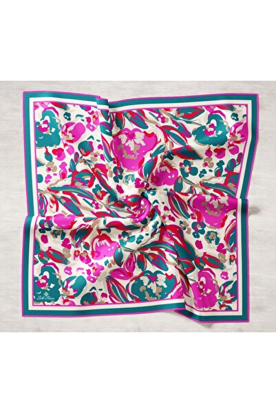 Silk Home Μεταξωτό μαντήλι με σχέδιο τιρκουάζ-φούξια 11405-40