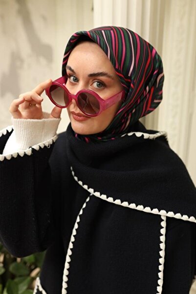 Silk Home Μπλε ναυτικό-ροζ γεωμετρικό σχέδιο Μεταξωτό μαντήλι Tivil 11417-08