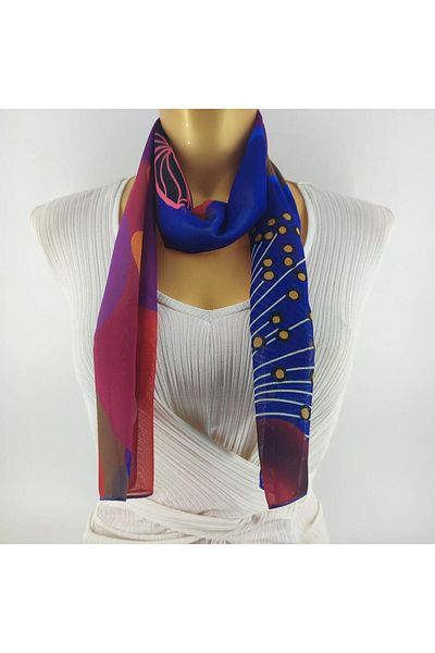Tedz Collection PAREDORA Floral Midnight Blue Long Scarf