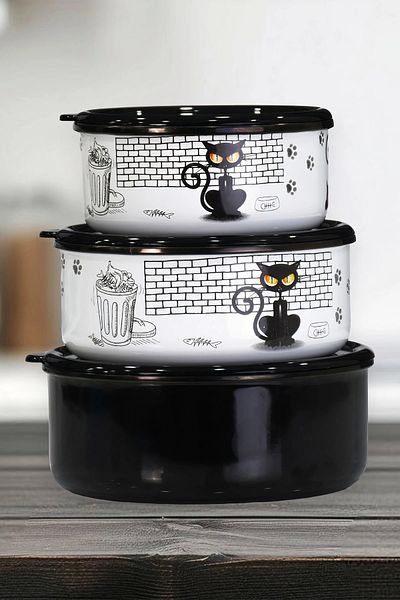 PR HOME Enamel Solid Triple Storage Set
