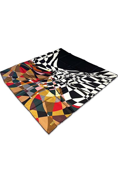 Aker وشاح حريري تيفيل بنمط هندسي أحمر8550713-911