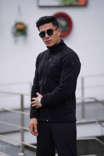 Est Estola Чоловіча зимова куртка з повним застібкою-блискавкою та 3 кишенями, чорна