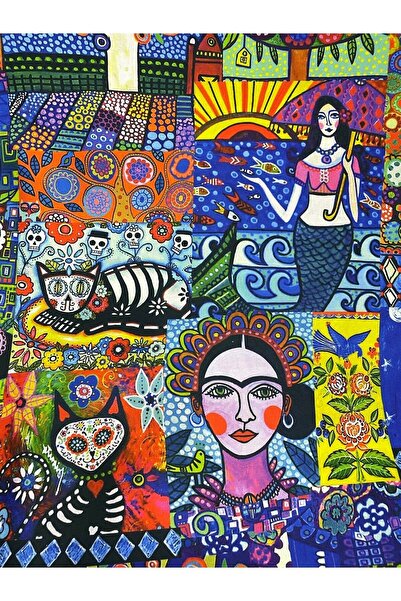NZM Chiapas Kahlo Etnik Desenli Kumaş Dijital Baskı Döşemelik Kumaş