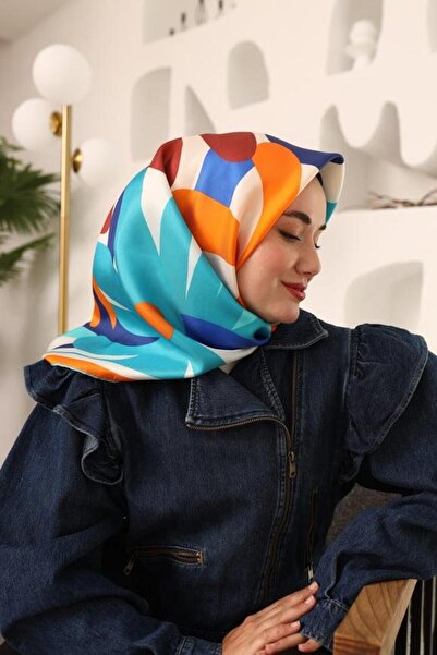 Silk Home Μεταξωτό μαντήλι με πορτοκαλί-πλακάκι μοτίβο λουλουδιών Tivil 11408-20