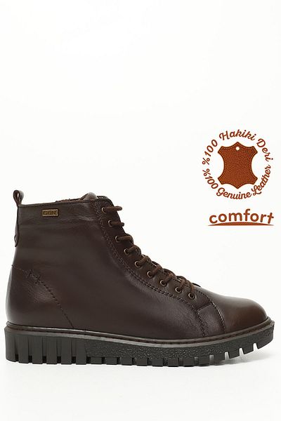 GÖNDERİ(R) Women/Girls Brown Antique Zippered Rubber Sole Genuine Leather Boots