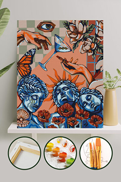 Palmiye Hobi Sanat Kırtasiye Sayılarla Boyama 40x50 Cm Tuval Seti Fırça Boya ...