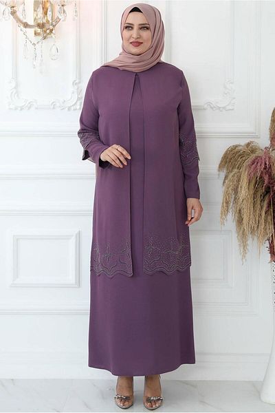 TRENDTESETTÜR ROCHIE DE SEARA PENTRU FEMEI ROCHIE DE SEARA PURPLE (VIOLET) brodata cu piatra T 1621