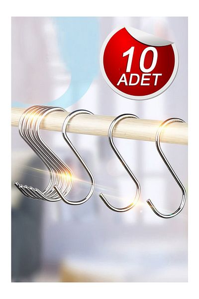 Bundera Metal S Hook 10 Pieces Stainless Steel Cup Mug Hanger Bathroom Kitchenware Organizer Hook