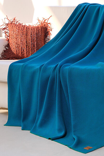 DALİSA Nova Knit Geometric Zigzag Patterned Knitwear Sofa Shawl - Bedspread a...
