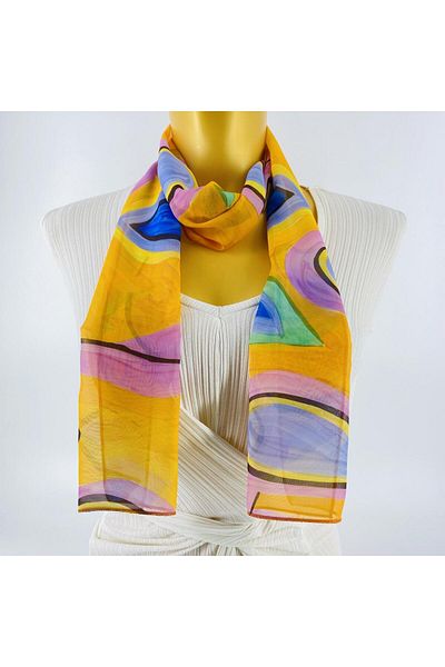 Tedz Collection PAREDORA Drop Patterned Orange Long Scarf