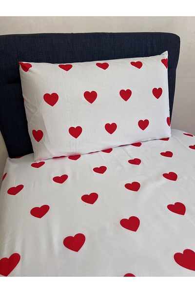 Touch Heart Red Fitted Elastic Sheet Set - Single and Double