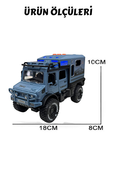 YILDIRIM OYUNCAK Sürtmeli Işıklı Müzikli Lüks Off Road Karavan Açılabilir Kapılar 18 cm-Müzikli Of Road Karavan Araba