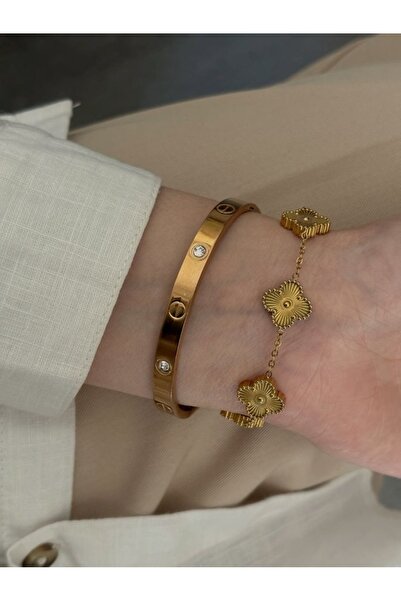 ANGELSS JEWELLERY سوار ذهبي مزدوج الطبقات من ماركة فان كليف (سوار ذهبي طراز Y...