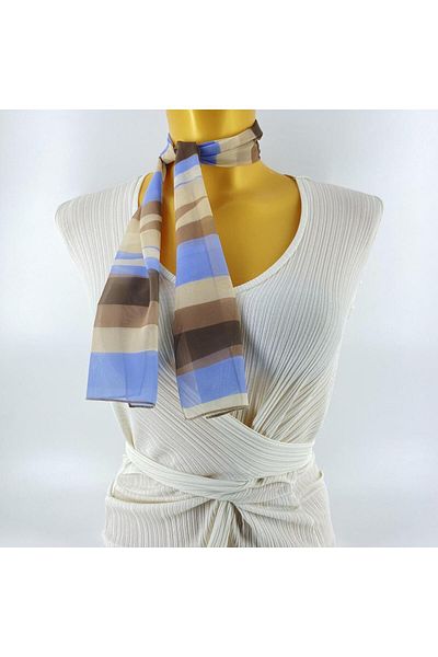 Tedz Collection PAREDORA Thick Striped Blue Cream Short Scarf