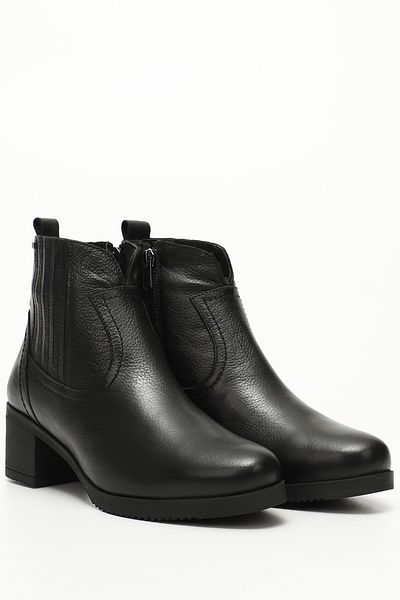 GÖNDERİ(R) Women/Girls Black Floater Zippered Thick Heeled Genuine Leather Boots