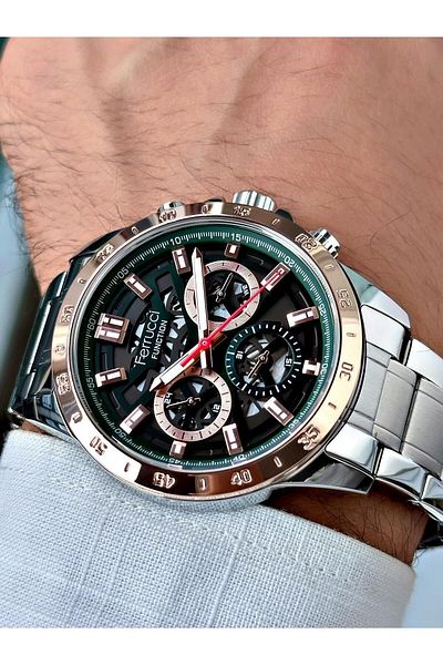Ferrucci Waterproof Silver Color Steel Band Men's Wrist Watch with Calendar 03346