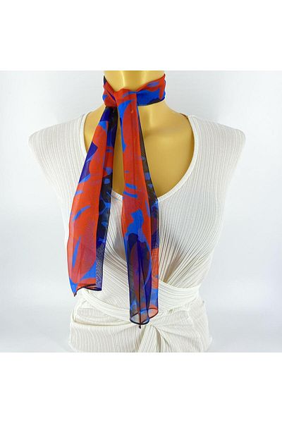 Tedz Collection PAREDORA Ocean Navy Blue Red Short Scarf