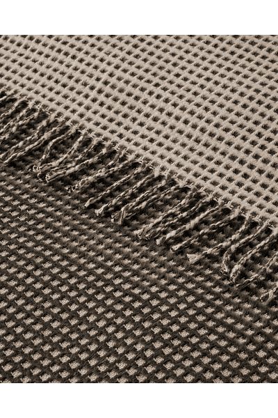 English Home Anthracite Beige Single Blanket - Cotton Waffle Design