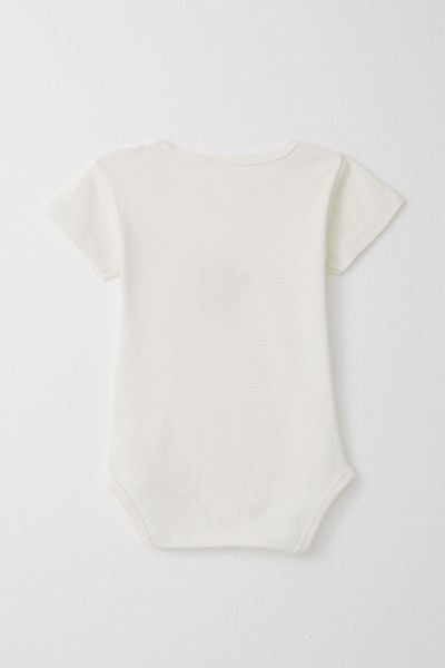 Breeze 9-3 Years Old Baby Girl Body - Cute and Bunny Printed with Snap Fasteners, Ecru
