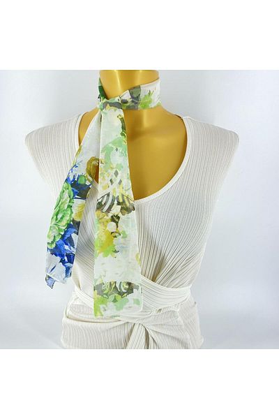 Tedz Collection PAREDORA Floral Green Cream Short Scarf