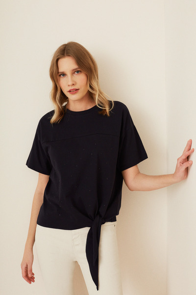 Naramaxx Dokuma Karışımlı Bağcıklı Penye Bluz