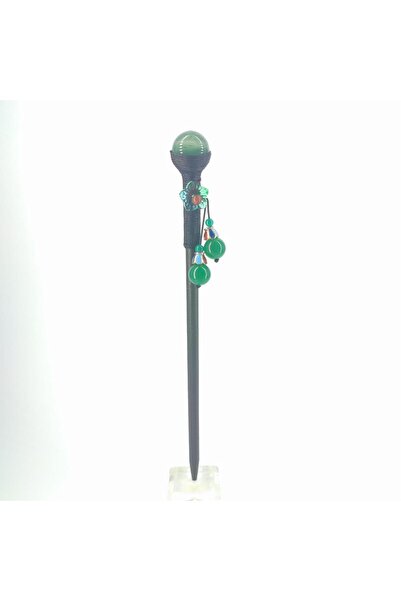 Tedz Collection عصا مقبض مزينة بشراشيب من العقيق الأخضر