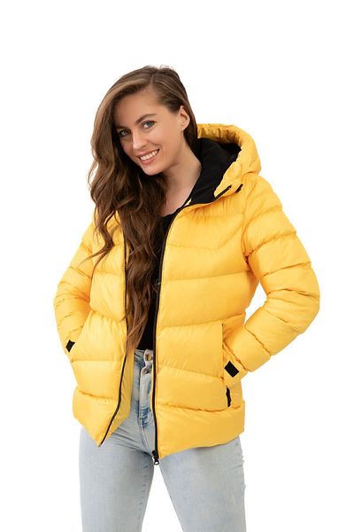 freemen Yellow Fur Hooded Waterproof Puffer Jacket - Wind Resistant Coat Parka