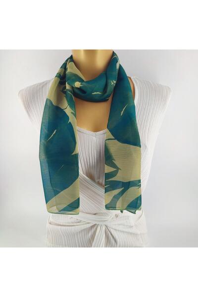 Tedz Collection وشاح طويل من الكتان الأخضر بنمط أوراق الشجر من PAREDORA