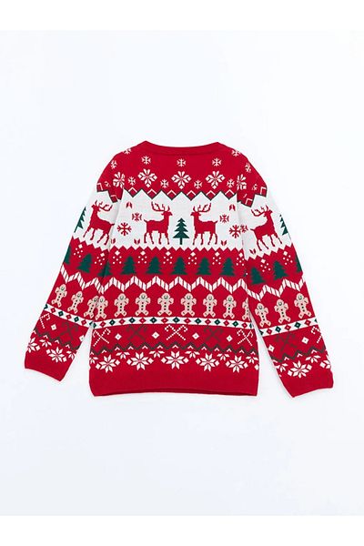 LC Waikiki Lcw Kids Red Jacquard Christmas Themed Boy Sweater