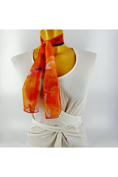 Tedz Collection PAREDORA Glittery Brush Patterned Orange Short Scarf